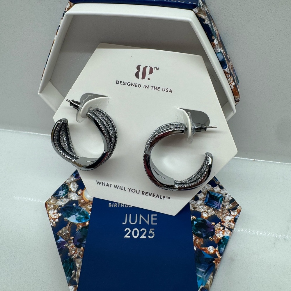 Hematite and Alexandrite Hoop Earrings